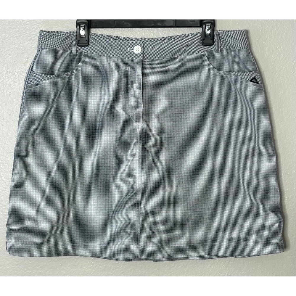 Nivo by Lanctot Black White Gingham Golf Skort Pleated Back Women Size 16